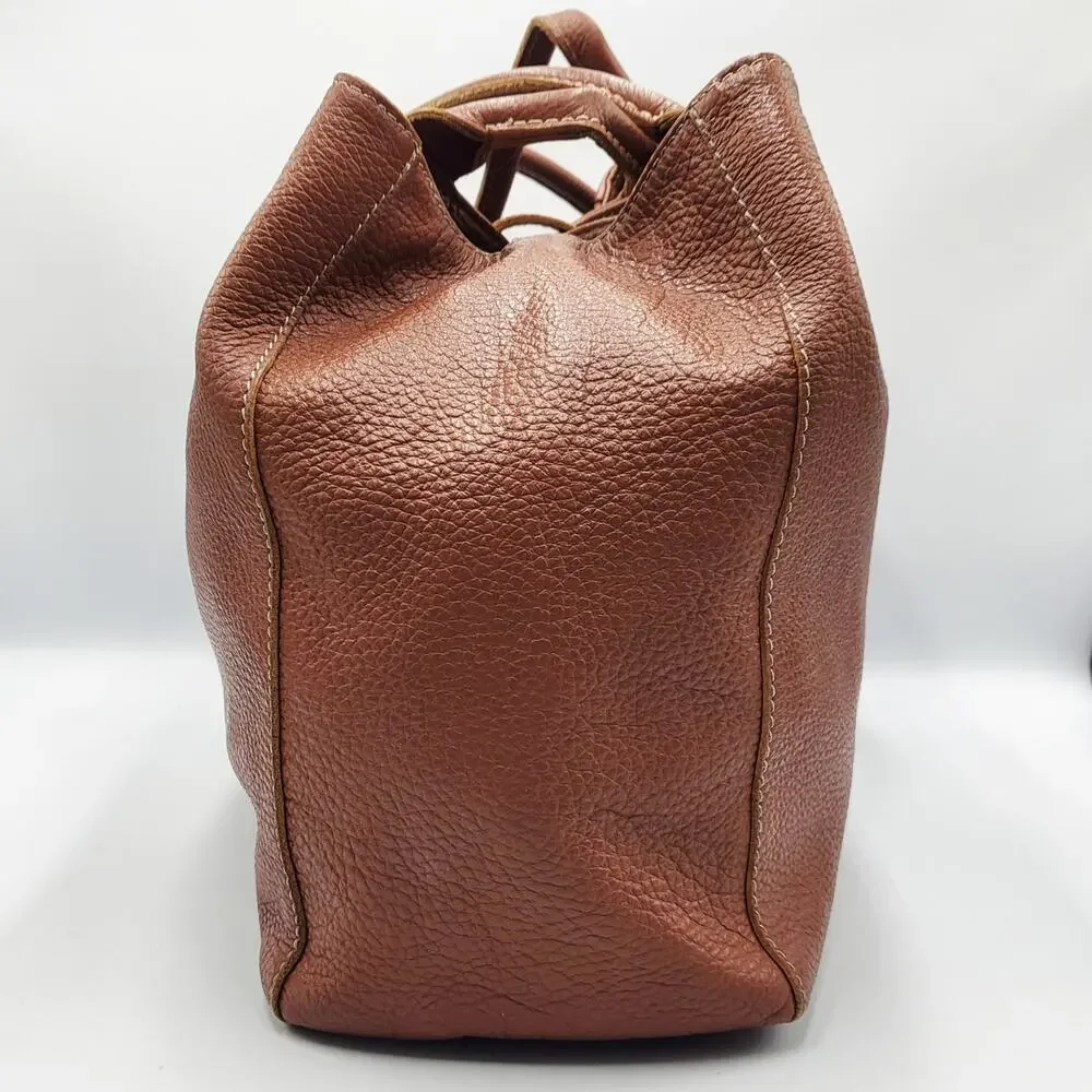Peruzzi Brown Pebbled Leather Hobo Shoulder Bag Slouchy Gold-tone 
